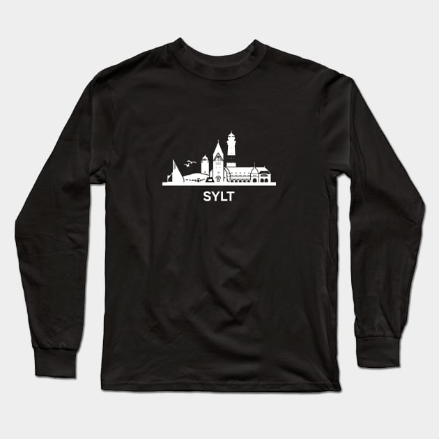 Skyline of island Sylt, North Sea, Germany Long Sleeve T-Shirt by yulia-rb